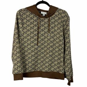 Crocodile Monogram Hoodie 3XL Beige Brown Logo Pullover Casual